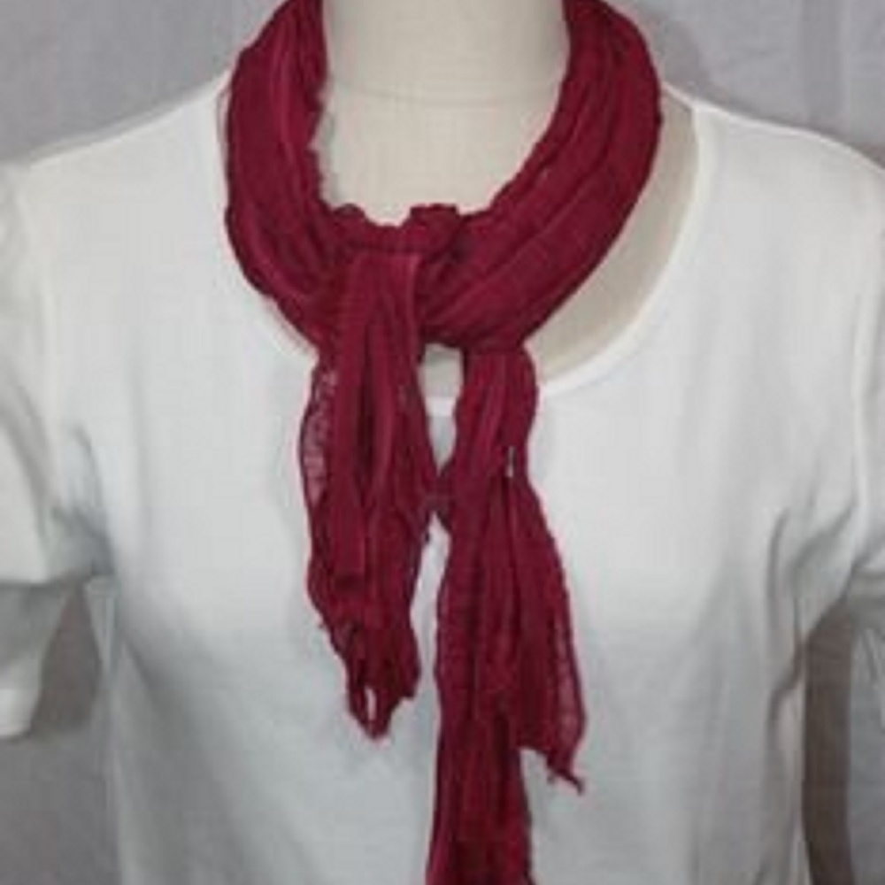 Red and Magenta Solid & Patterned Scarf Accessory - Picture 3 of 8